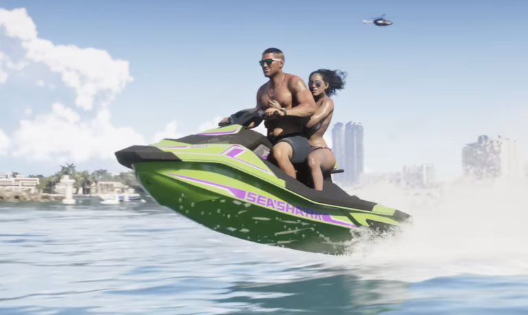 Both main characters on jet sky from GTA 6 trailer